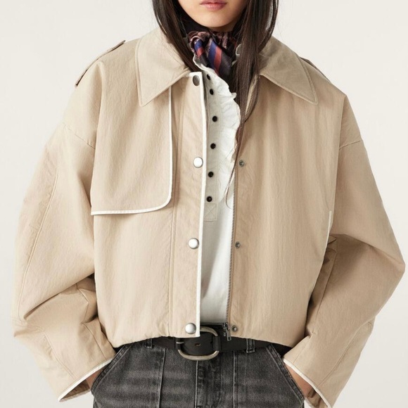 ba&sh Jackets & Blazers - ba&sh Korence Cropped Trench Coat Beige size XS Cotton Utility Minimalist